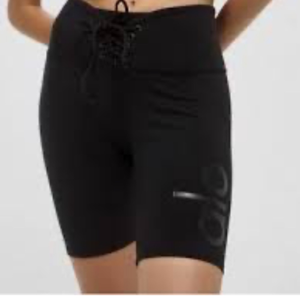 ALO Yoga Black Lace-Up High-Waist Bike Shorts